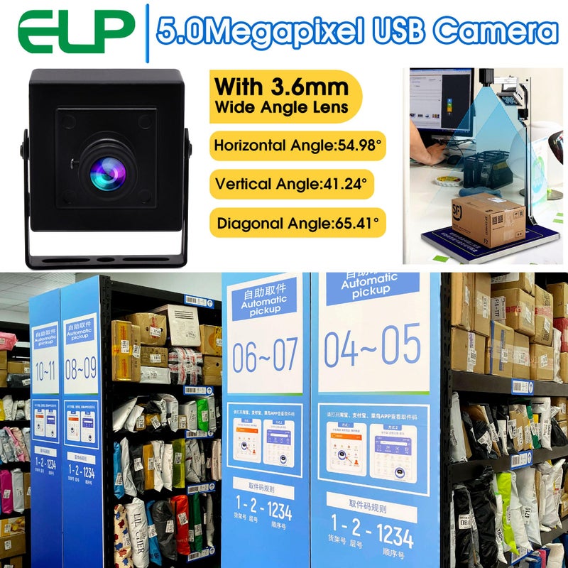 ELP Mini Box USB Camera for Computer 5megapixel HD Webcam with 3.6mm Lens for Machine Vision OV5640 UVC USB2.0 Lightburn PC Camera for Engraving Machine,3D Printer,Robot,3D Scanner - Image 4